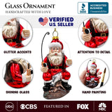 Glass Fishing Santa Claus Ornament