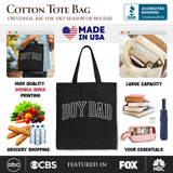 Boy Dad Varsity Canvas Tote Bag