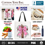 Breast Cancer Bow Cross Canvas Tote Bag