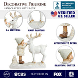 Deer And Charming Girl Figurine