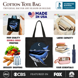 Moonlit Whale Canvas Tote Bag