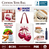 Sequin Cherry Heart Tote Bag