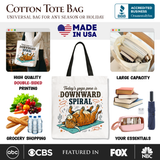Downward Spiral Highland Cow Canvas Tote Bag