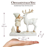 Deer And Charming Girl Figurine