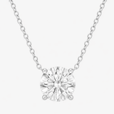 0.50 And 1 Carat Round Lab Grown Solitaire Diamond Pendant Necklace In Sterling Silver