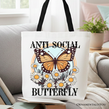 Anti Social Butterfly Canvas Tote Bag