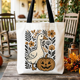 Halloween Goose Pumpkin Canvas Tote Bag