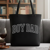 Boy Dad Varsity Canvas Tote Bag