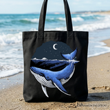 Moonlit Whale Canvas Tote Bag