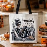 Homebody Reading Skeleton Canvas Tote Bag