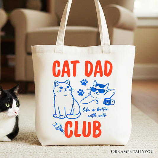 Cat Dad Club Canvas Tote Bag