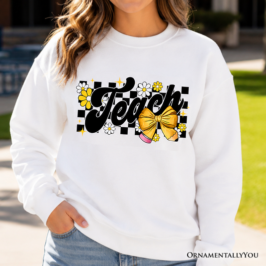 Plus Size Teach Checked Sweatshirt