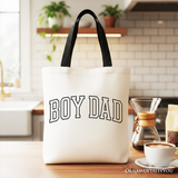 Boy Dad Varsity Canvas Tote Bag