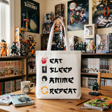 Eat Sleep Anime Repeat Tote Bag