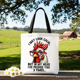 Pecked You 3 Times Canvas Tote Bag