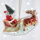 Glass Santas Sleigh Ornament
