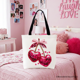 Sequin Cherry Heart Tote Bag