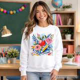 Floral Teacher Fleece Sweatshirt