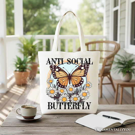 Anti Social Butterfly Canvas Tote Bag