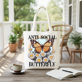 Anti Social Butterfly Canvas Tote Bag