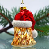Santas Rooster Glass Ornament