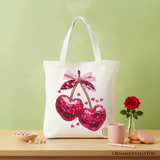 Sequin Cherry Heart Tote Bag