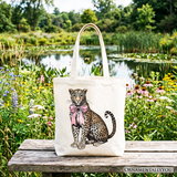 Leopard Print Canvas Tote Bag
