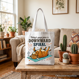 Downward Spiral Highland Cow Canvas Tote Bag