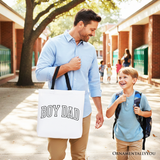 Boy Dad Varsity Canvas Tote Bag
