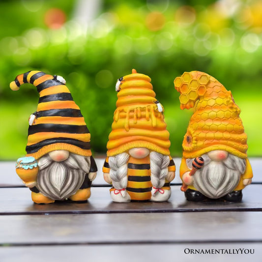 Set of Three Bee Gnome Figurines