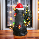 Festive Black Cat With LED Lights Figurine