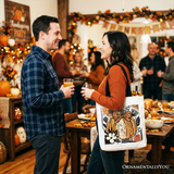 Pumpkin Fall Floral Canvas Tote Bag