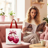 Sequin Cherry Heart Tote Bag