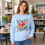 Floral Teacher Fleece Sweatshirt