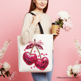 Sequin Cherry Heart Tote Bag