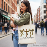 Jesus Made Her A Mama Canvas Tote Bag