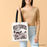 Wild Flowers And Horses Tote Bag
