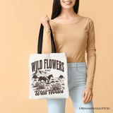Wild Flowers And Horses Tote Bag