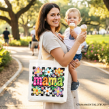 Floral Mama Canvas Tote Bag