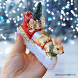 Hare and Sleigh Glass Ornament