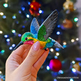 Iridescent Hummingbird Glass Ornament