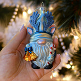 Antlers Gnome Glass Ornament