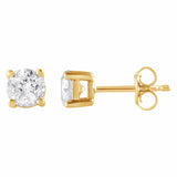 1 Carat Lab Grown Sterling Silver And Yellow Gold Plated Silver Diamond Stud Earrings