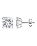 1 Carat Lab Grown Round Diamond Stud Earrings In Sterling Silver