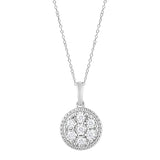 0.25 Carat Lab Grown Round Cluster Diamond Pendant Necklace In Sterling Silver