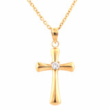 0.10 Carat Lab Grown Diamond Cross Pendant Necklace In Yellow Gold Plated Silver