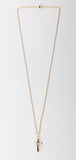 0.25 Carat Lab Grown Diamond Cross Pendant Necklace In Yellow Gold Plated Silver