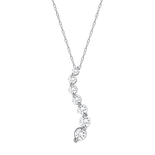 1 Carat Lab Grown Graduating Diamond Necklace In Sterling Silver