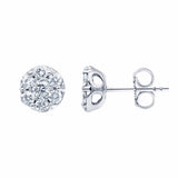 1 Carat Lab Grown Diamond Cluster Stud Earrings In Sterling Silver