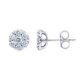 1 Carat Lab Grown Diamond Cluster Stud Earrings In Sterling Silver